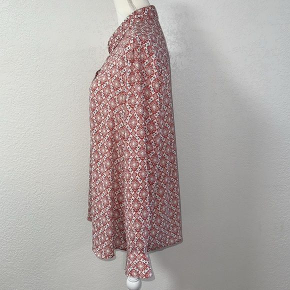 FOXCROFT Red and White Patterned Button Down Shirt - Picture 2 of 7